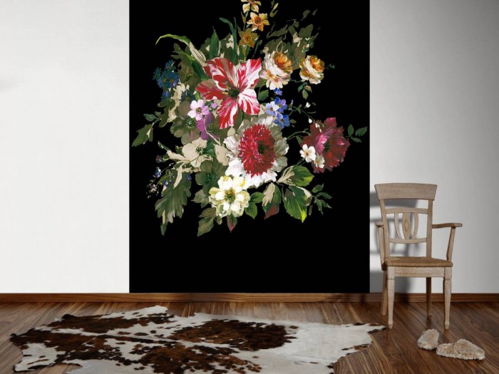 Ein Foto von dem Design-Fotopanel Blumen-Bouquet schwarz von Joop tapeziert an der Wand. Bestelle Deine Bildtapete online.