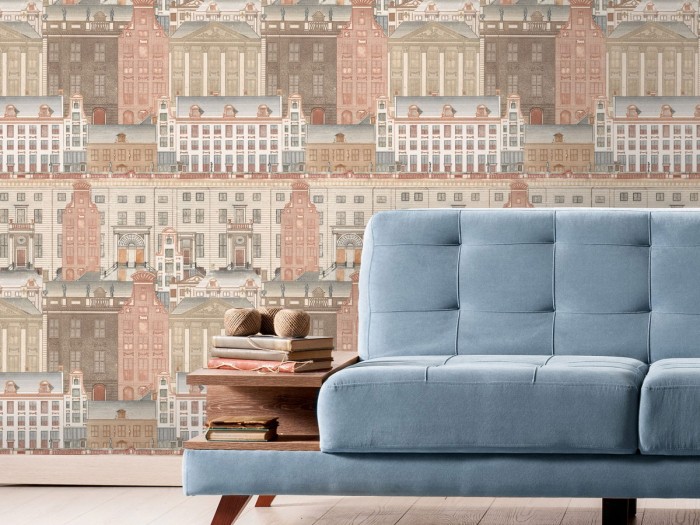 Raumansicht der Selected Walls Tapete Amsterdam Facade Wallpaper Col. 02
