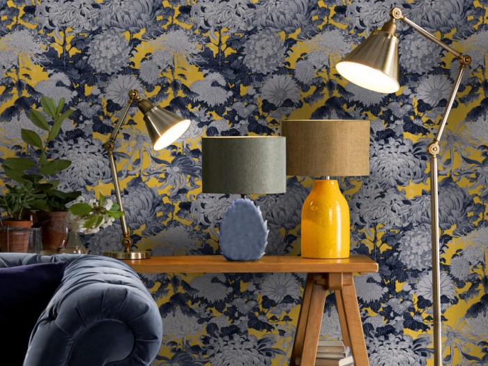 Raumansicht der Selected Walls Tapete Nanning Flowers Wallpaper Col. 02