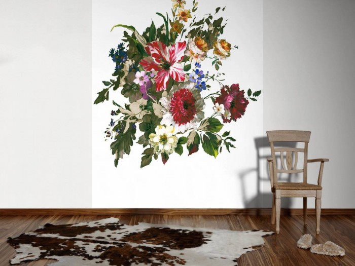 Ein Foto von dem Design-Fotopanel Blumen-Bouquet weiß von Joop tapeziert an der Wand. Bestelle Deine Bildtapete online.