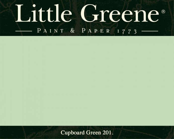 Englische Farbe von Little Greene Cupboard Green 201 - Hochwertige Farbe gestrichen an der Wand