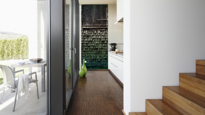 Ein Foto von dem 3D-Fotopanel Alte Scheune aus Holz, Vintage tapeziert in der Küche. Bestelle Deine Bildtapete online.