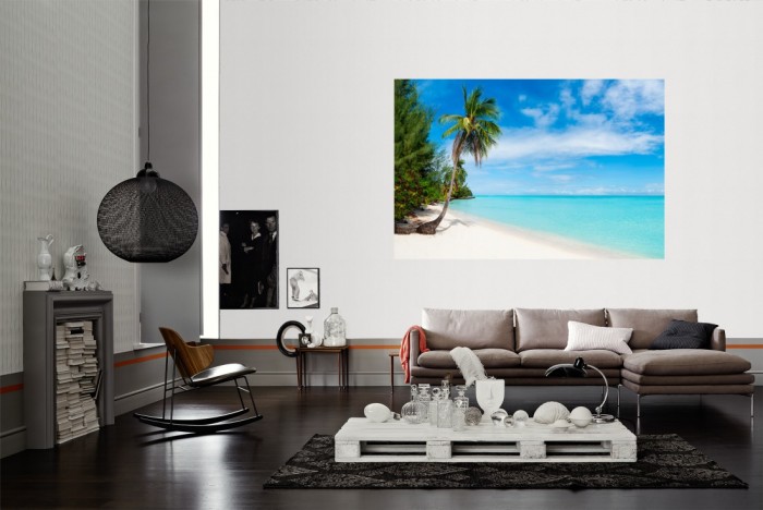 Die Fototapete Strand in der Karibik als Wandbild im Wohnzimmer. Die Vlies-Fototapete Strand in der Karibik verschönert als Wandbild Deine Wand.