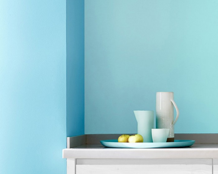 Die Little Greene Farbe Regency Blue in der Küche gestrichen