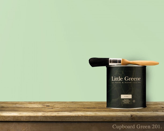 Englische Farbe von Little Greene Cupboard Green 201 - Hochwertige Farbe gestrichen an der Wand