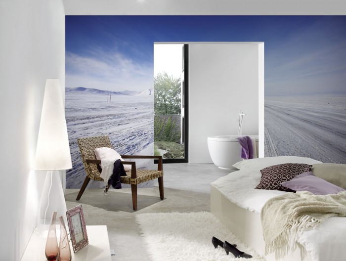 3D-Fototapete Eisstraße mit Schnee bedeckt