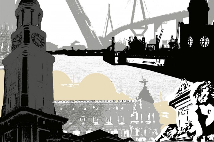 Die Design-Fototapete Hamburg Deutschland, Artwork, eine Vlies-Fototapete bei Livingwalls Cologne online kaufen. Die Design-Fototapete Hamburg Deutschland, Artwork ist eine Fototapete auf Maß.