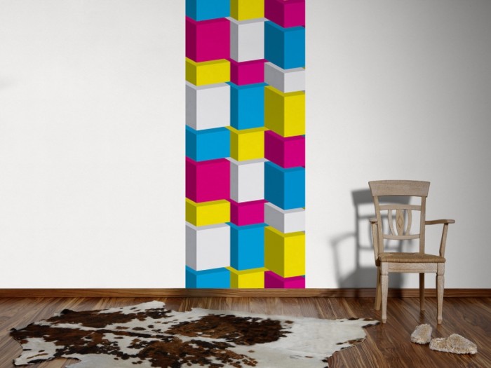 Ein Foto von dem 3D-Design-Fotopanel Dreidimensionale Würfel, Artwork tapeziert an der Wand. Bestelle Deine Bildtapete online.