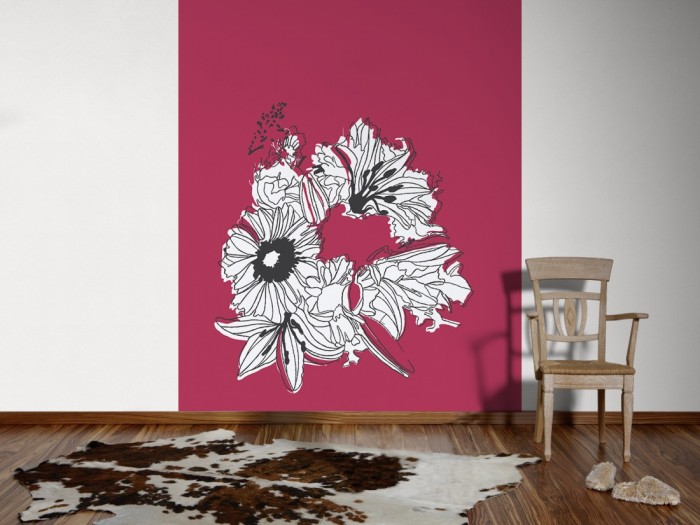 Ein Foto von dem Design-Fotopanel Flower-Power Blüte Pink tapeziert an der Wand. Bestelle Deine Bildtapete online.