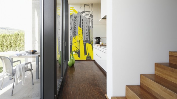 Ein Foto von dem 3D-Design-Fotopanel Hongkong, Artwork tapeziert in der Küche. Bestelle Deine Bildtapete online.