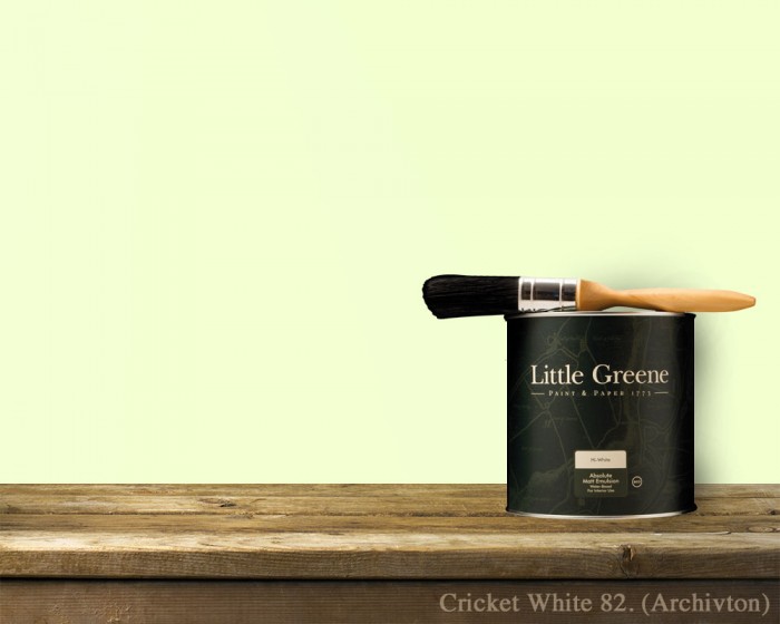 Englische Farbe von Little Greene Cricket White 82 - Hochwertige Farbe gestrichen an der Wand