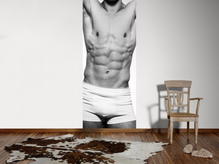 Ein Foto von dem 3D Fotopanel Nackter Männerkörper tapeziert an der Wand. Bestelle Deine Bildtapete online.