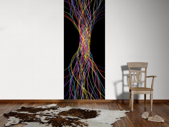 Ein Foto von dem 3D-Design-Fotopanel Gebundene Linen auf Schwarz, Artwork tapeziert an der Wand. Bestelle Deine Bildtapete online.