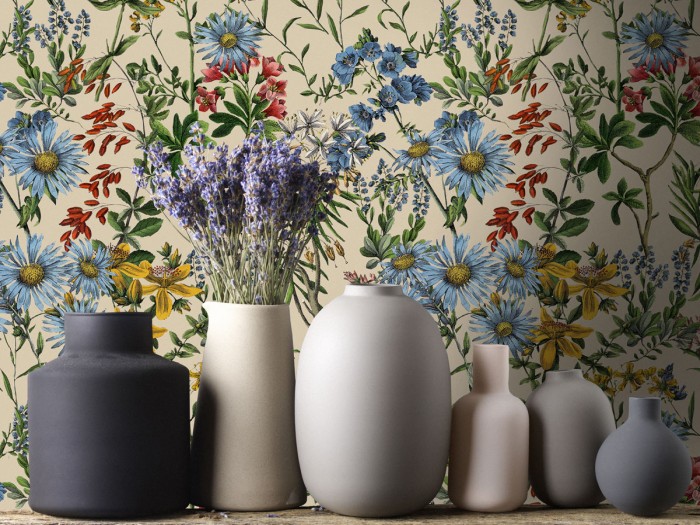 Raumansicht der Selected Walls Tapete Ostrau Flowers Wallpaper Col. 01
