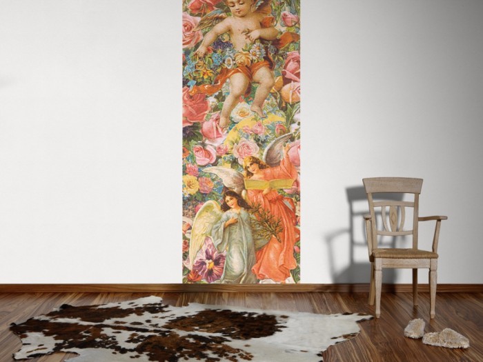 Ein Foto von dem Design-Fotopanel Engel im Blütenmeer Gemälde tapeziert an der Wand. Bestelle Deine Bildtapete online.