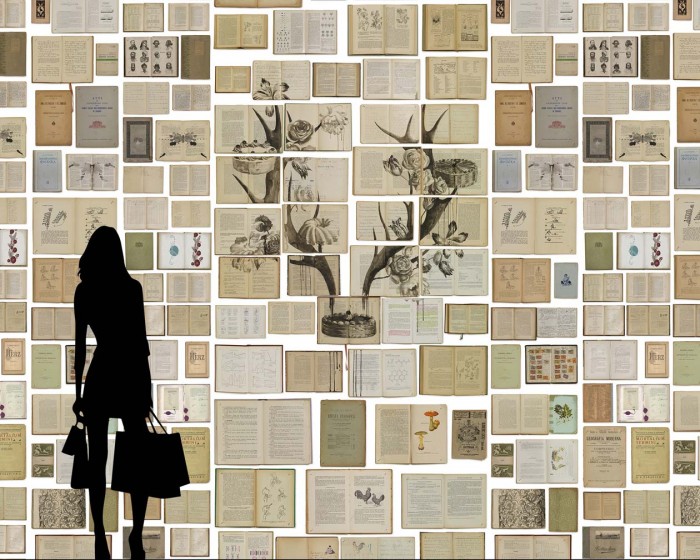 Flächenansicht der NLXL Tapete EKA-02 Biblioteca von Ekaterina Panikanova.