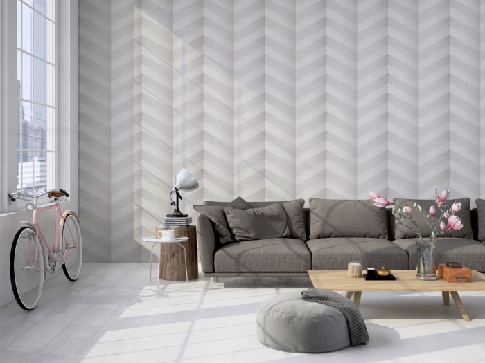 Tapete im Wohnzimmer - Wohnzimmertapete von NLXL STB-01 Graphic Chevron Wallpaper von Studio Boot