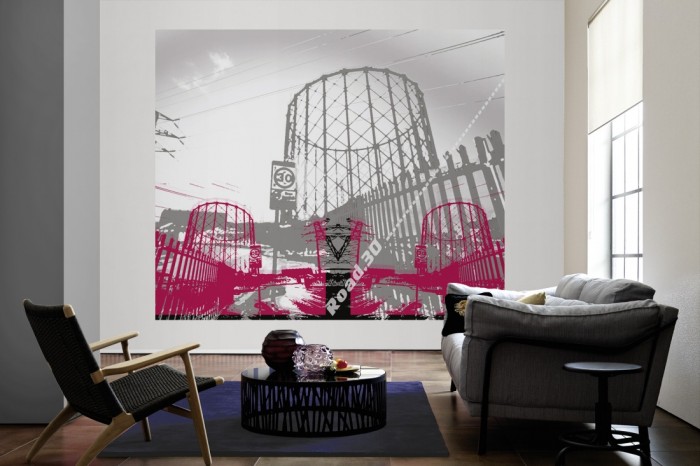 Die Designer-Fototapete Industrie, Artwork by Mylumi als große Bildtapete im Wohnzimmer. Als Bildtapete ist die Designer-Fototapete Industrie, Artwork by Mylumi ein besonderes Highlight auf Vliestapete.