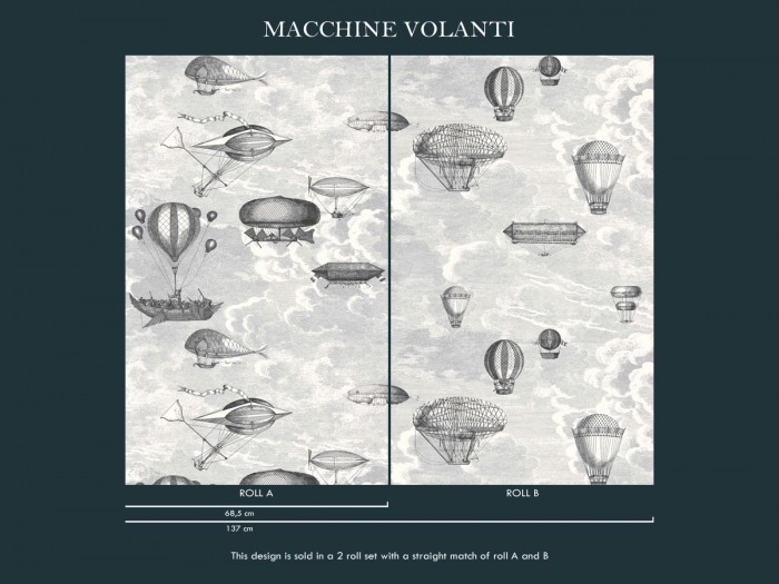 Bestellhinweis zu der Fornasetti Tapete 114/27053 Macchine Volanti