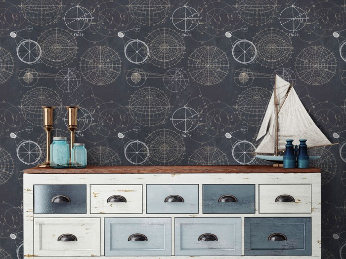 Raumansicht der Selected Walls Tapete Alexandria Astronomy Wallpaper Col. 01