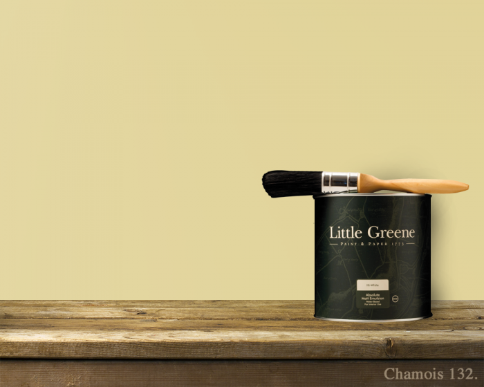 Englische Farbe von Little Greene Chamois 132 - Hochwertige Farbe gestrichen an der Wand