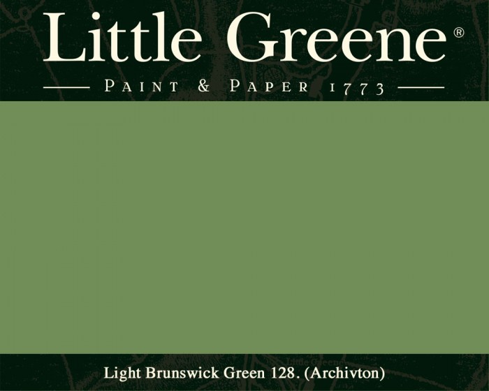 Englische Farbe von Little Greene Light Brunswick Green 128 - Hochwertige Farbe gestrichen an der Wand