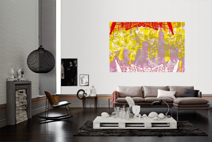 Die Designer-Fototapete Pepsi Cola, Artwork by Mylumi als Wandbild im Wohnzimmer. Die Vlies-Designer-Fototapete Pepsi Cola, Artwork by Mylumi verschönert als Wandbild Deine Wand.