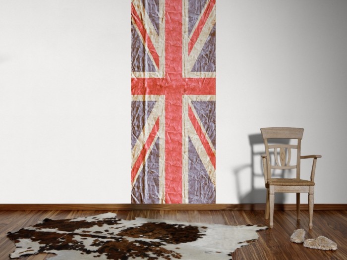 Ein Foto von dem Design-Fotopanel Vintage England Flagge, Union Jack tapeziert an der Wand. Bestelle Deine Bildtapete online.