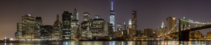 3D-Fototapete New York bei Nacht, Panorama