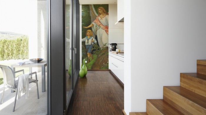 Ein Foto von dem Design-Fotopanel Schutzengel Gemälde, Vintage tapeziert in der Küche. Bestelle Deine Bildtapete online.