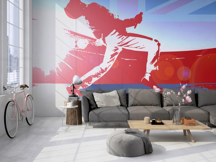 Die Fototapete Großbritannien Musik Konzert auf einer großen Wand im Loft tapeziert. Die Fototapete Großbritannien Musik Konzert wird individuell auf Deine Wand angepasst.