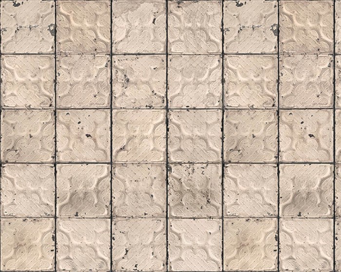 Flächenansicht der NLXL Tapete TIN-03 Brooklyn Tins von Merci.