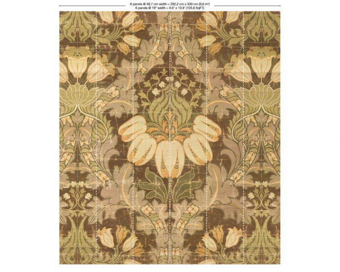 Abmessungen der NLXL Tapete MRV-02 Big Pattern Luther von Mr & Mrs Vintage, in der Variante mit 6 Bahnen.