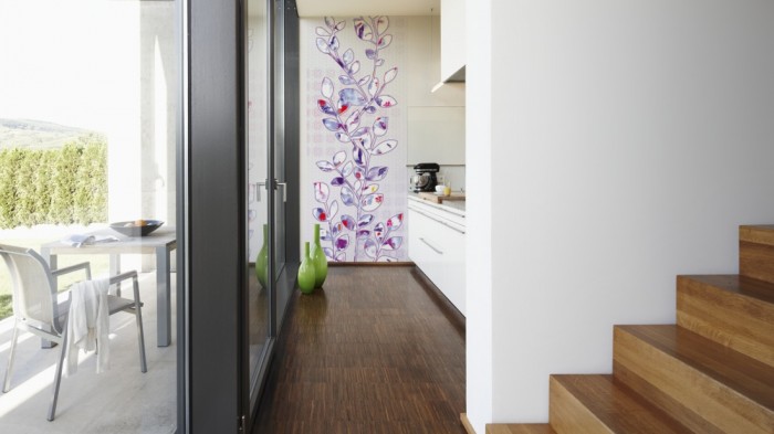 Ein Foto von dem Design-Fotopanel Abstrakte Blätter, Artwork tapeziert in der Küche. Bestelle Deine Bildtapete online.