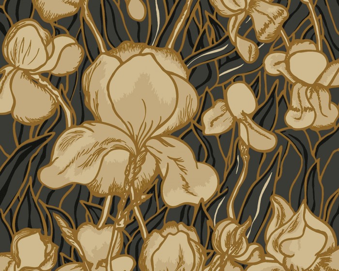 Ansicht der Flavour Paper Tapete FP1041 Iris in der Farbe Champagne - Flavour Paper Tapete FP1041 einfach online bestellen