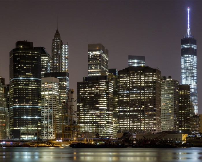 3D-Fototapete New York bei Nacht, Downtown