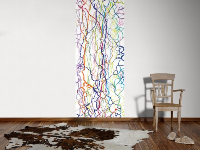 Ein Foto von dem 3D-Design-Fotopanel Bunte Linien, Artwork tapeziert an der Wand. Bestelle Deine Bildtapete online.