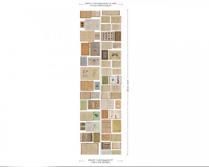 Abmessungen der NLXL Tapete EKA-07 Biblioteca von Ekaterina Panikanova.