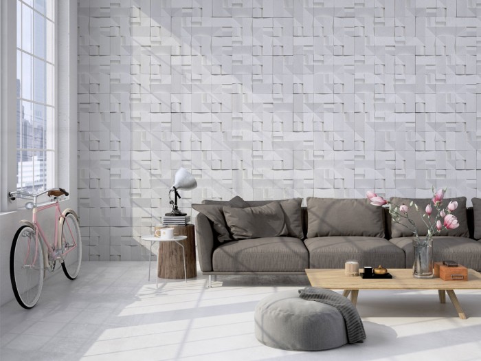 Tapete im Wohnzimmer - Wohnzimmertapete von NLXL VOS-02 House Ceramics Wallpaper von Studio Roderick Vos