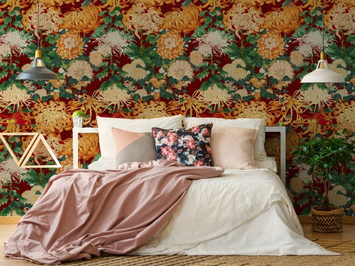 Raumansicht der Selected Walls Tapete Nanning Flowers Wallpaper Col. 01