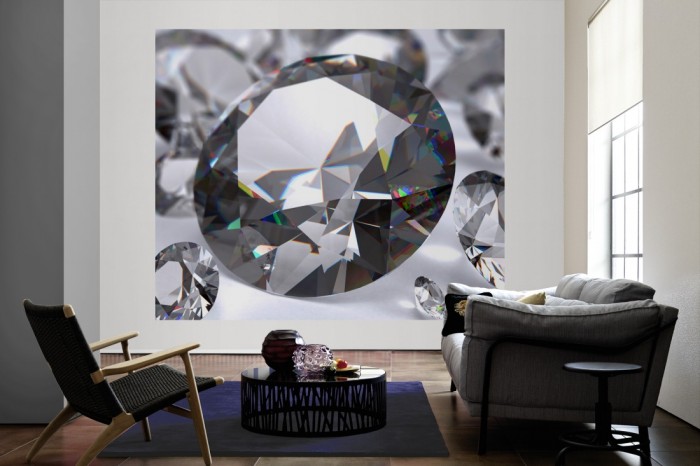 Die Fototapete Diamant als große Bildtapete im Wohnzimmer. Als Bildtapete ist die Fototapete Diamant ein besonderes Highlight auf Vliestapete.