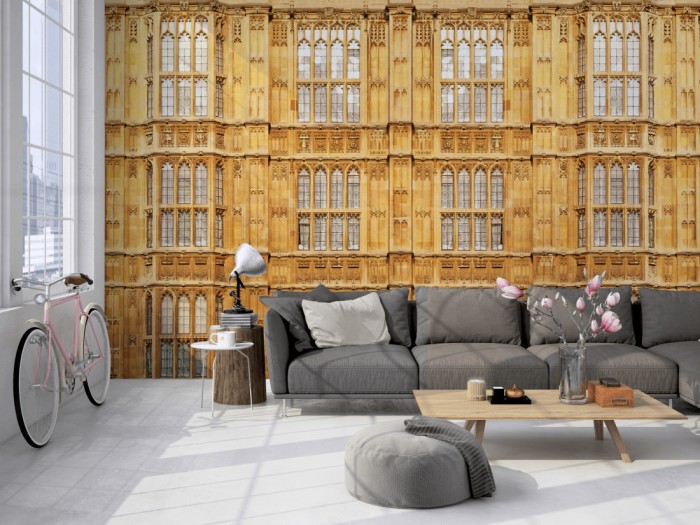 Die Fototapete Buckingham Palace, England London auf einer großen Wand im Loft tapeziert. Die Fototapete Buckingham Palace, England London wird individuell auf Deine Wand angepasst.