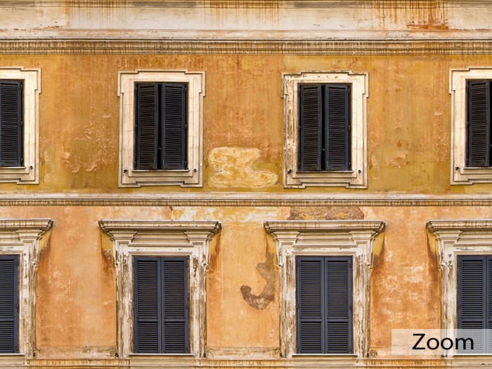 Detailansicht der naturfarbenen Designtapete Closed Facade Wallpaper