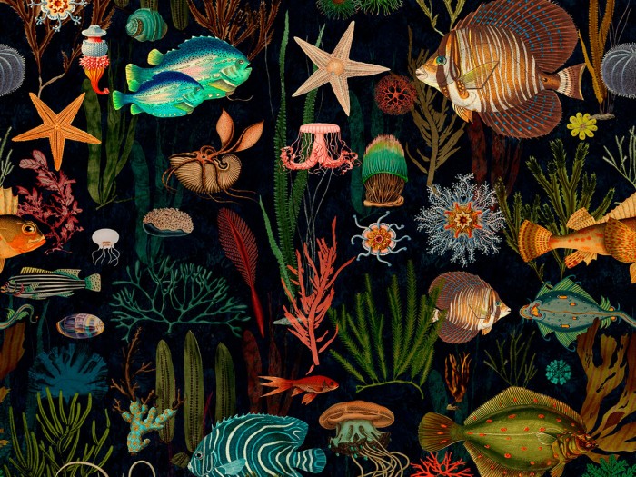 Detailansicht der Selected Walls Tapete Port Louis Deep Sea Wallpaper Col. 01