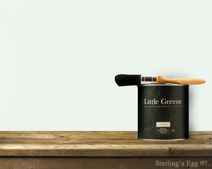 Englische Farbe von Little Greene Starling's Egg 97 - Hochwertige Farbe gestrichen an der Wand