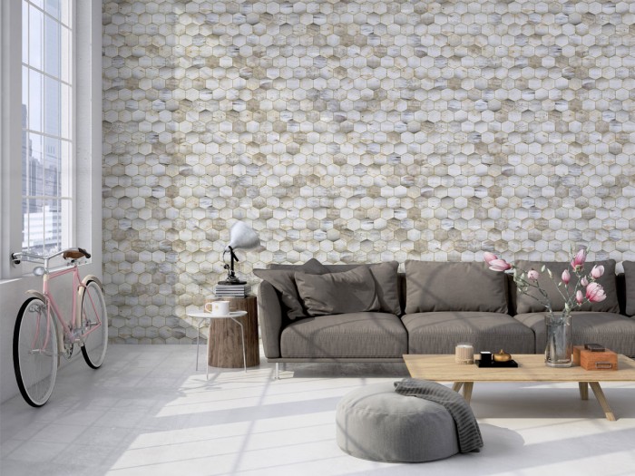 Tapete im Wohnzimmer - Wohnzimmertapete von NLXL MRV-14 Beehive Wallpaper von Mr & Mrs Vintage