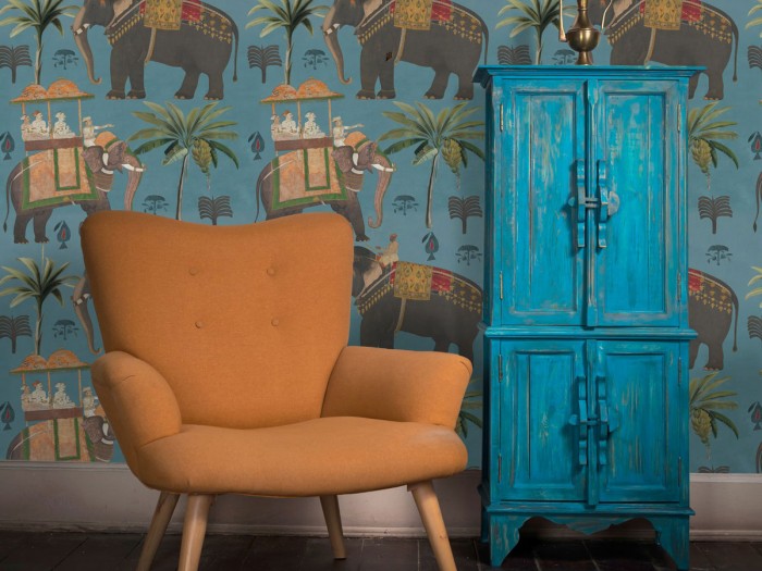 Raumansicht der Selected Walls Tapete Kalkutta Elephant Wallpaper Col. 01