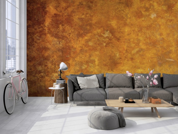 Die Fototapete Rost Wand, Metallwand auf einer großen Wand im Loft tapeziert. Die Fototapete Rost Wand, Metallwand wird individuell auf Deine Wand angepasst.