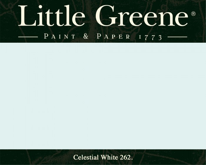 Englische Farbe von Little Greene Celestial White 262 - Hochwertige Farbe gestrichen an der Wand