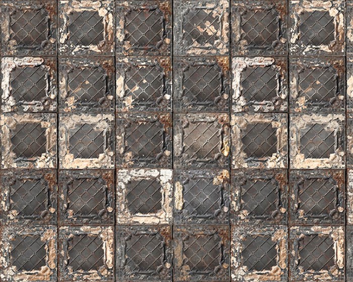 Flächenansicht der NLXL Tapete TIN-07 Brooklyn Tins von Merci.